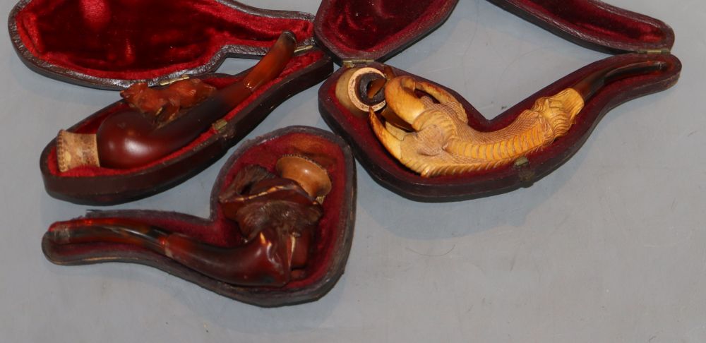 Three Meerschaum pipes